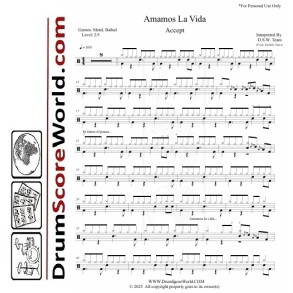 Accept - Amamos La Vida  - Drum Sheet 